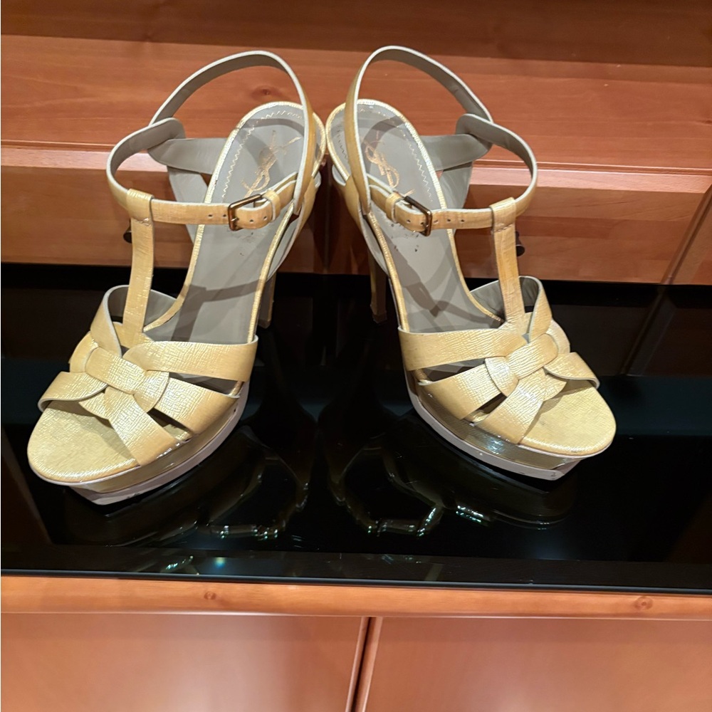 Yves Saint Laurent Gold Strappy Heels